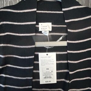 Black with Tan Stripes Long Cardigan